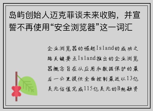 岛屿创始人迈克菲谈未来收购，并宣誓不再使用“安全浏览器”这一词汇 媒体