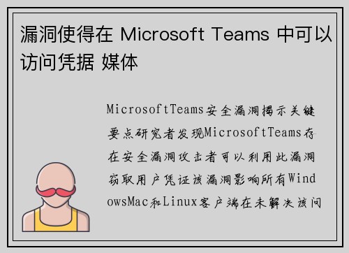 漏洞使得在 Microsoft Teams 中可以访问凭据 媒体