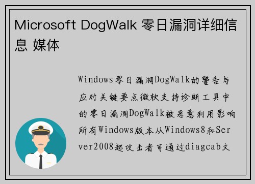 Microsoft DogWalk 零日漏洞详细信息 媒体