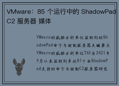 VMware：85 个运行中的 ShadowPad C2 服务器 媒体