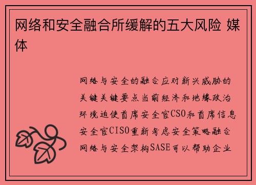 网络和安全融合所缓解的五大风险 媒体 网络和安全融合所缓解的五大风险 媒体